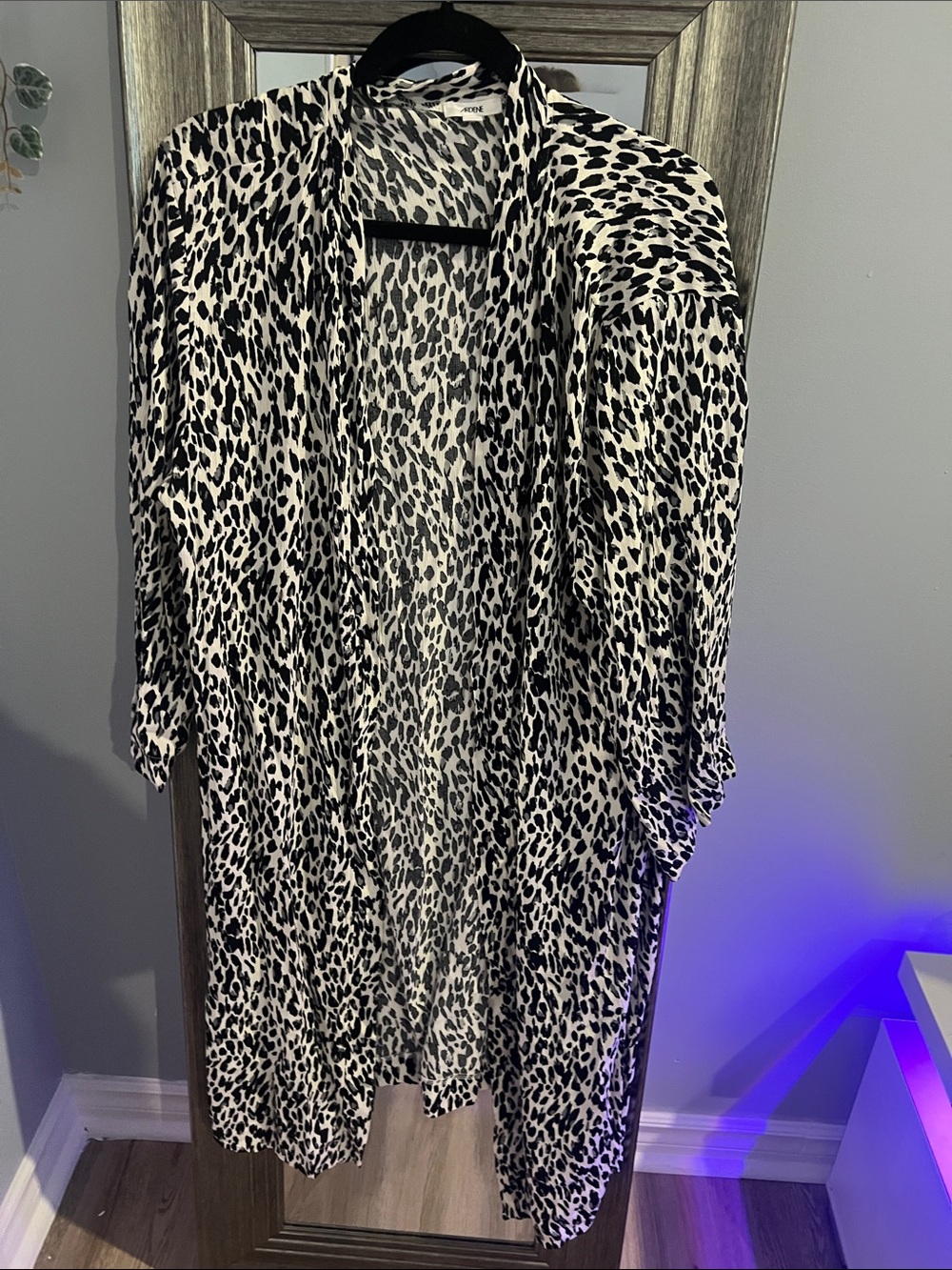 Ardene Black and White Leopard Print Duster